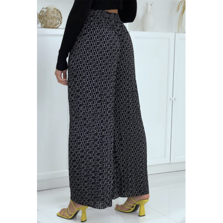 Pantalon palazzo noir avec motif - 1