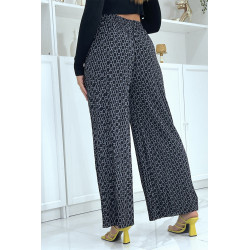 Pantalon palazzo noir avec motif - 2