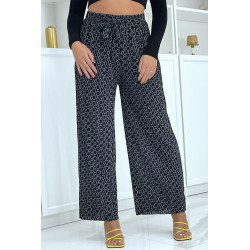 Pantalon palazzo noir avec motif - 3