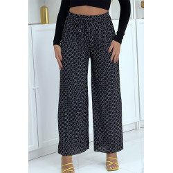 Pantalon palazzo noir avec motif - 4