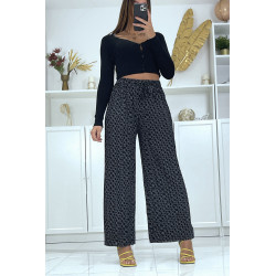 Pantalon palazzo noir avec motif - 5