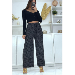 Pantalon palazzo noir avec motif - 6