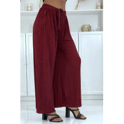 Pantalon palazzo plissé bordeaux avec joli rayure - 2