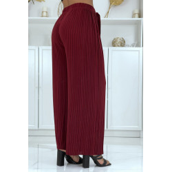 Pantalon palazzo plissé bordeaux avec joli rayure - 3