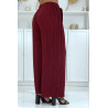 Pantalon palazzo plissé bordeaux avec joli rayure - 3