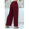 Pantalon palazzo plissé bordeaux avec joli motif - 4