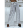 Pantalon palazzo plissé blanc avec joli motif - 2