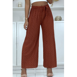 Pantalon palazzo cognac avec motif - 2