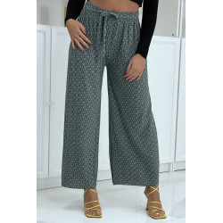 Pantalon palazzo vert avec motif - 1