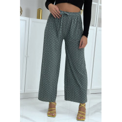 Pantalon palazzo vert avec motif - 3