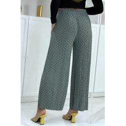 Pantalon palazzo vert avec motif - 4