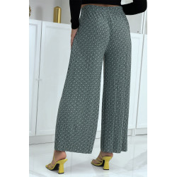 Pantalon palazzo vert avec motif - 5