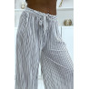 Pantalon palazzo plissé blanc avec joli rayure - 4