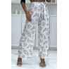 Pantalon palazzo blanc avec motif fleuris - 4