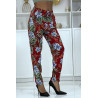 Pantalon fluide bordeaux à motif floral B-21 - 2