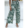 Pantalon palazzo fleuris vert motif fleure - 3