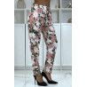 Pantalon fluide rose à motif floral B-10 - 2