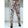 Pantalon fluide rose à motif floral B-10 - 3