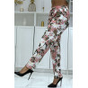 Pantalon fluide rose à motif floral B-10 - 4