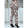 Pantalon fluide rose à motif floral B-10 - 5