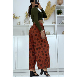 Pantalon palazzo plissé cognac avec motif - 3