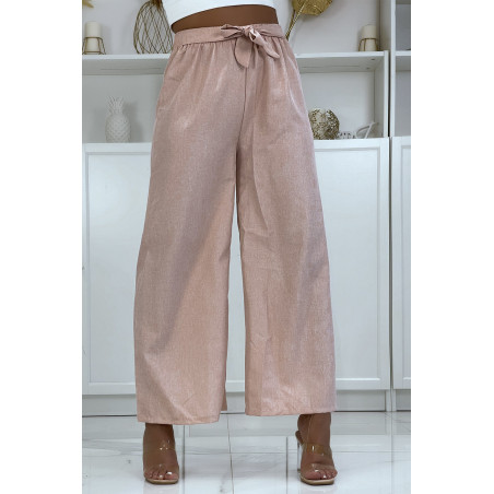 Pantalon palazzo dans une jolie matière rose chiné - 1