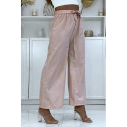 Pantalon palazzo dans une jolie matière rose chiné - 2