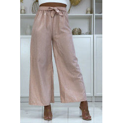 Pantalon palazzo dans une jolie matière rose chiné - 5