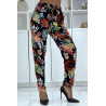 Pantalon fluide noir à motif floral B-59 - 6