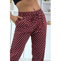 Pantalon fluide bordeaux à pois A-5 - 3