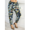 Pantalon fluide marine à motif tropical multicolore - 2