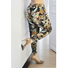 Pantalon fluide noir à motif tropical multicolore - 3