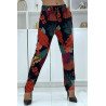 Pantalon fluide noir/rouge à motif floral B-24 - 5