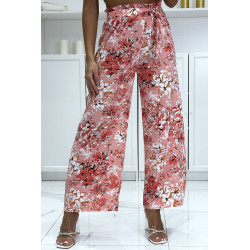 Pantalon palazzo fleuris rose motif fleure - 3