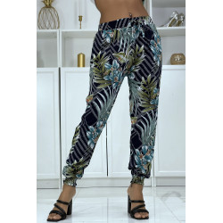 Pantalon fluide marine à motif floral a-14 - 3