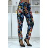 Pantalon fluide marine à motif floral B-29 - 2