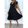 Robe fluide noir mi-longue col V - 2