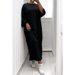 Longue robe over size en coton noire très épais - 1