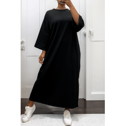 Longue robe over size en coton noire très épais - 4