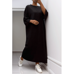 Longue robe over size en coton noire très épais - 5