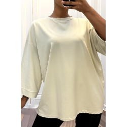 Sweat over size en coton beige  - 1