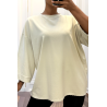 Sweat over size en coton beige  - 1