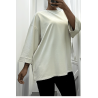 Sweat over size en coton beige  - 2