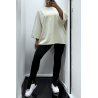 Sweat over size en coton beige  - 5