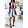 Robe tunique rayé motif rouge marine et blanc avec élastique à la taille - 1