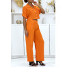 Ensemble chemise saharienne et pantalon palazzo orange - 1