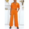 Ensemble chemise saharienne et pantalon palazzo orange - 2
