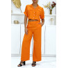 Ensemble chemise saharienne et pantalon palazzo orange - 4