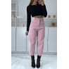 Jean loose rose 3/4 et taille haute - 2