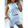 Ensemble top à capuche et short bleu - 2